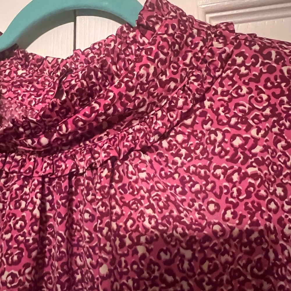 Who What Wear pink leopard print satin cocktail dress with 3/4 sleeves - Picture 5 of 8